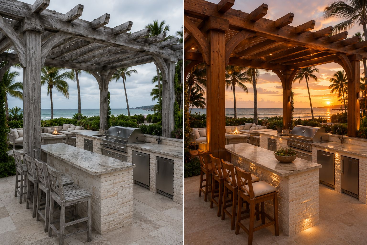 Outdoor teak furniture restoration before and after
