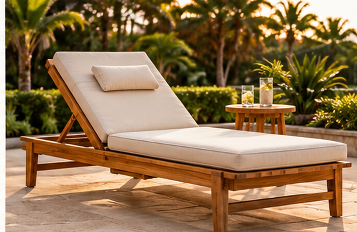 Outdoor teak chaise lounge finish