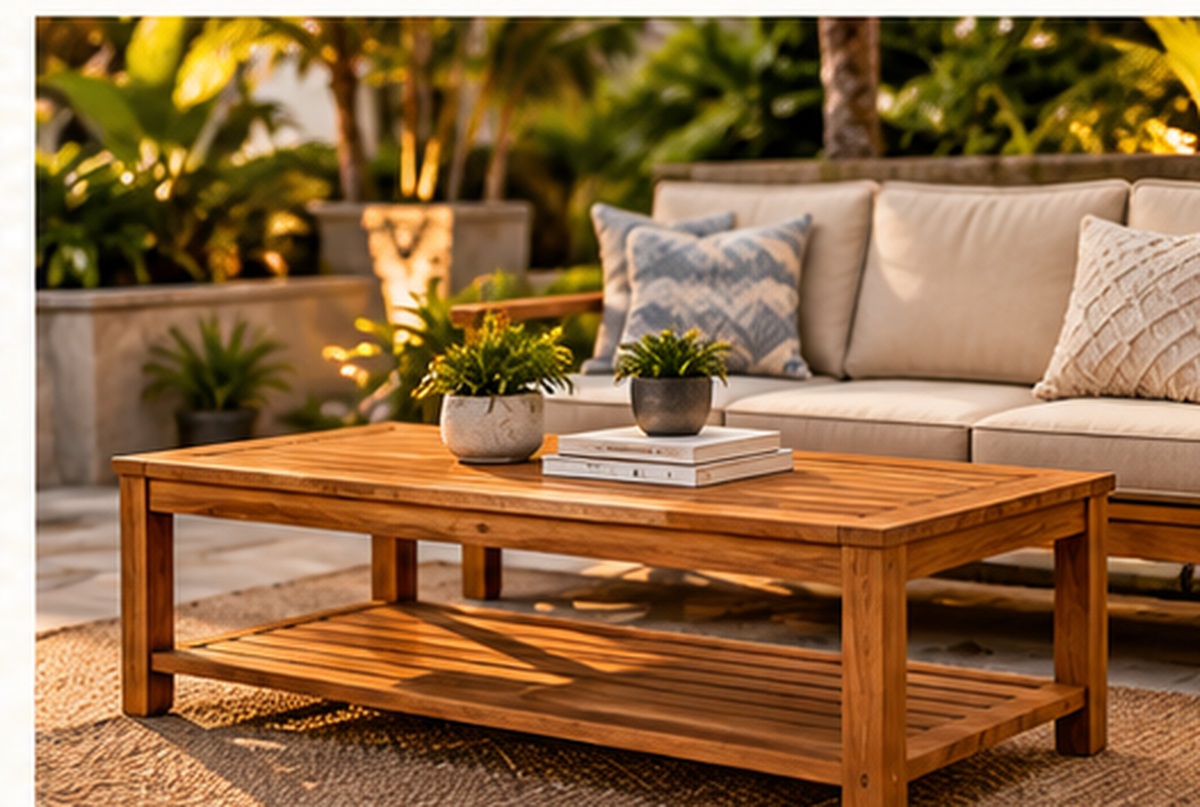 Outdoor teak coffee table finish